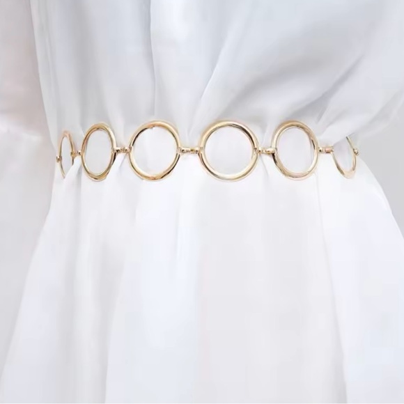 Long Waist Chain Belt For Women Gold Circle Chain Belt 45” main image 4